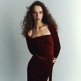 Contessa Dress in Velvet Red