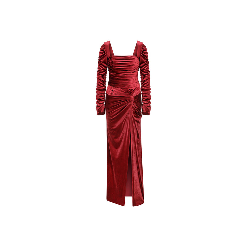 Contessa Dress in Velvet Red